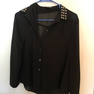 Studded black flowy top